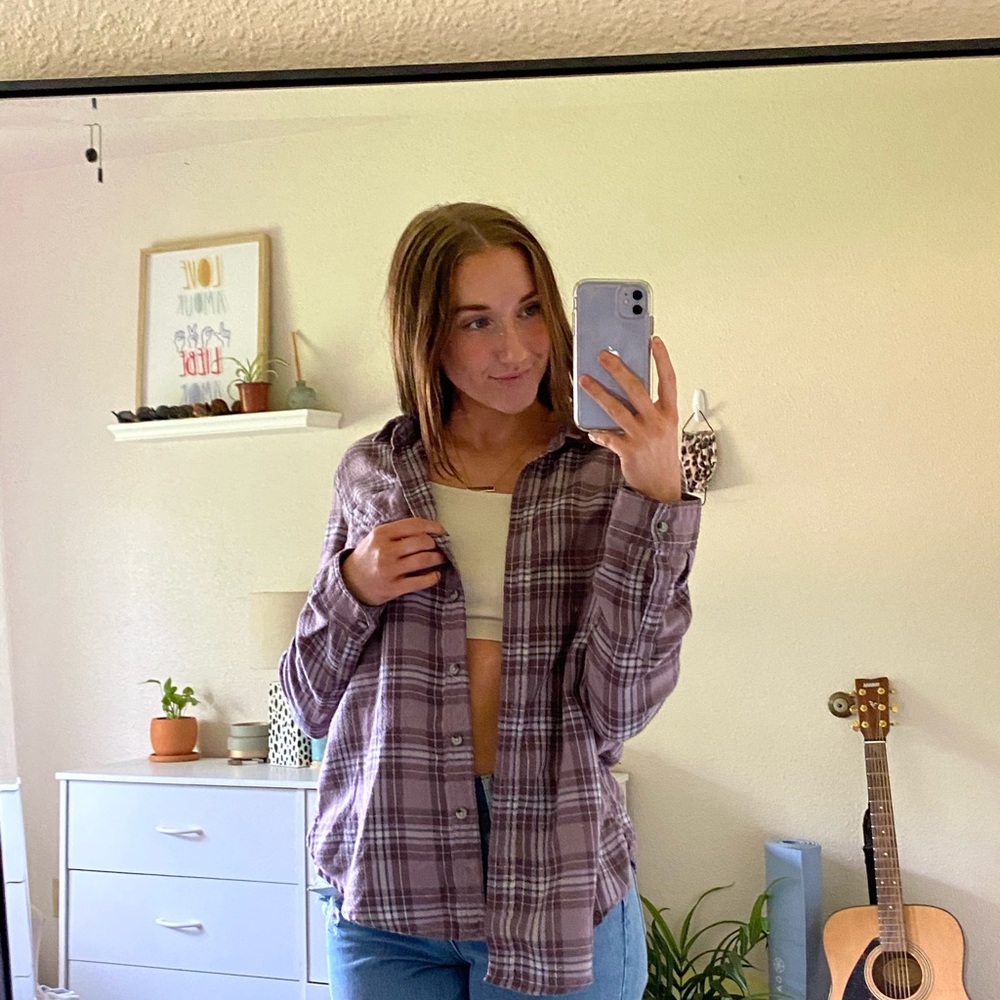 Garage purple boyfriend flannel